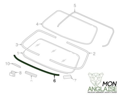 Joint inférieur de lunette arrière Jaguar XJ X350 2003-2005 | C2C22312