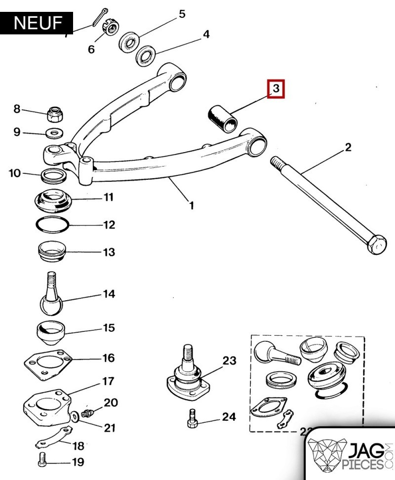 Silentbloc de triangle inférieur avant Jaguar XJS 1987-1996 | C8673