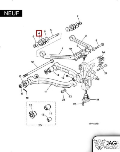 Silentbloc de triangle supérieur avant Jaguar XJ40 1987-1989 | CAC9295