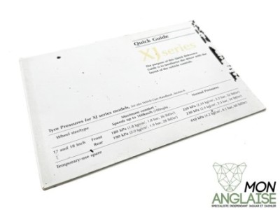 Guide rapide d'utilisation anglais Jaguar XJ8 de 1998 à 2002 Référence OE : JJM102012
