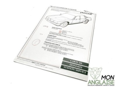 Carte de donnée station service Jaguar XJ40 de 1990 à 1994 Référence OE : JJM111105