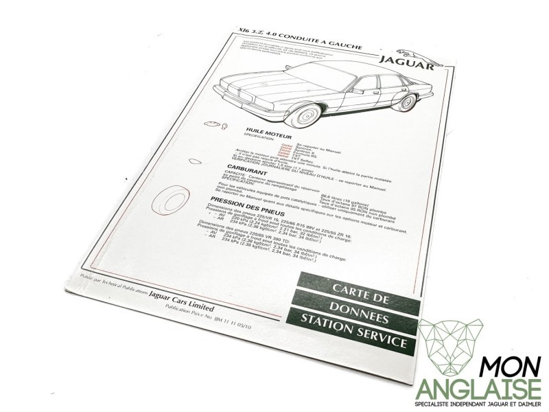 Carte de donnée station service Jaguar XJ40 1990-1994 | JJM111105