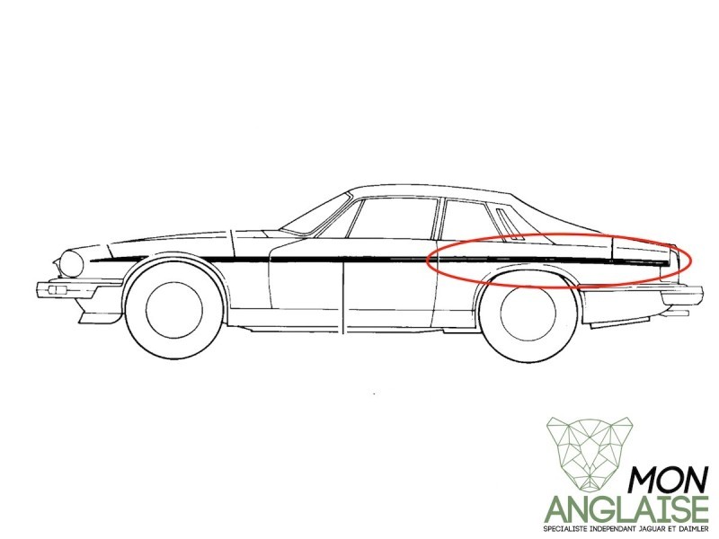 Ligne de carrosserie arrière gauche Oyster Jaguar XJS de 1975 à 1996 Référence OE : BCC4629