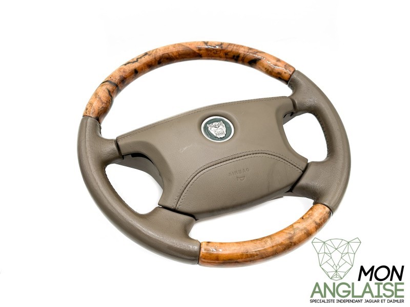 Volant Cuir et bois mocha Jaguar XJ X350 2005-2009 | C2C17445AMB