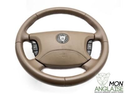 Volant cuir mocha Jaguar XJ X350 2003-2009 | C2C17336AMB
