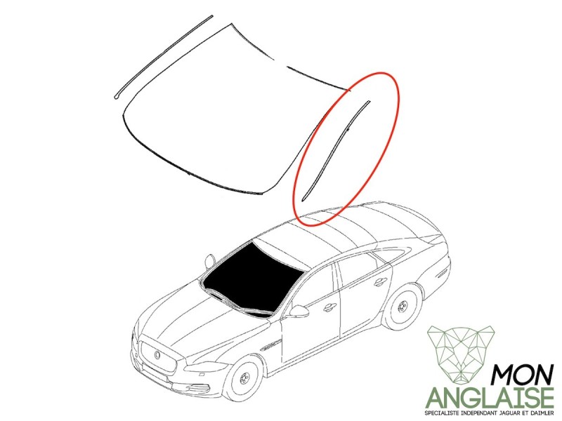 Finition de pare brise gauche Jaguar New XJ de 2010 à 2019 Référence OE : C2D12749