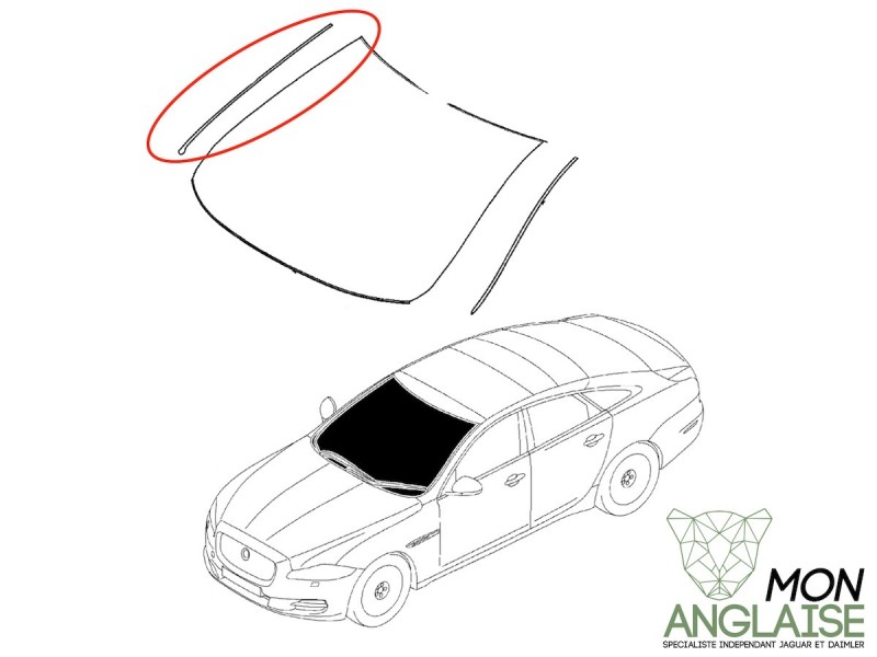 Finition de pare brise droite Jaguar New XJ de 2010 à 2019 Référence OE : C2D12748