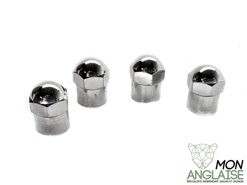 Lot de 4 bouchons de valve chromé Jaguar XK8 de 1996 à 2006 Référence OE : VALVECH