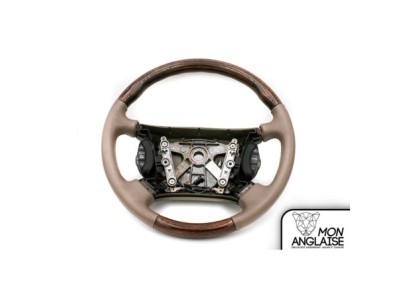 Volant cuir et ronce de noyer sable Jaguar XK8 de 1997 à 2002 Référence OE : HJB9181DBAEK