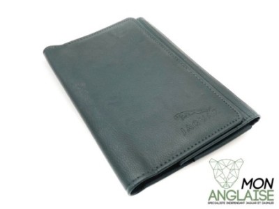 Pochette cuir vert anglais porte documents Jaguar XJ Série 2 de 1973 à