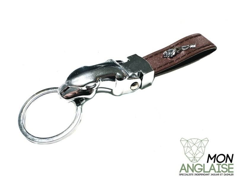 Porte Clef Jaguar cuir marron et métal Jaguar XJ40 de 1986 à 1994 Référence OE : PORTECLEF1M